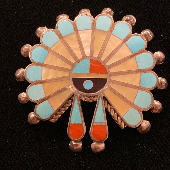 Sterling Indian HeadressPin